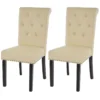 Chaise De Salle à Manger Chesterfield II (lot De 2), 2x Chaise De Salle à Manger Chesterfield II, Fauteuil Avec Rivets, Similicuir Crème, Pieds Foncés -Meilleur Meubles Magasin chaise 24436043