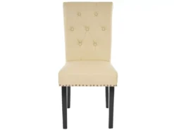 Chaise De Salle à Manger Chesterfield II (lot De 2), 2x Chaise De Salle à Manger Chesterfield II, Fauteuil Avec Rivets, Similicuir Crème, Pieds Foncés -Meilleur Meubles Magasin chaise 24436049
