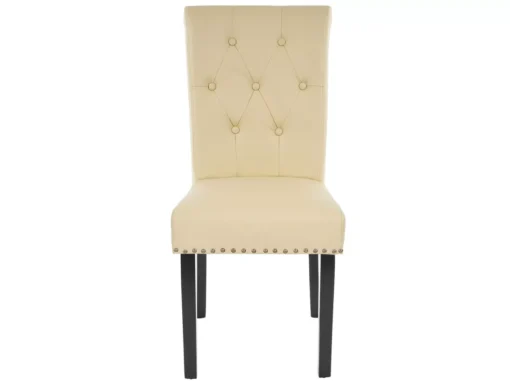 Chaise De Salle à Manger Chesterfield II (lot De 2), 2x Chaise De Salle à Manger Chesterfield II, Fauteuil Avec Rivets, Similicuir Crème, Pieds Foncés -Meilleur Meubles Magasin chaise 24436049