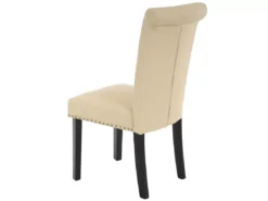 Chaise De Salle à Manger Chesterfield II (lot De 2), 2x Chaise De Salle à Manger Chesterfield II, Fauteuil Avec Rivets, Similicuir Crème, Pieds Foncés -Meilleur Meubles Magasin chaise 24436051