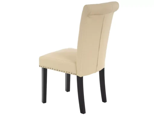 Chaise De Salle à Manger Chesterfield II (lot De 2), 2x Chaise De Salle à Manger Chesterfield II, Fauteuil Avec Rivets, Similicuir Crème, Pieds Foncés -Meilleur Meubles Magasin chaise 24436051