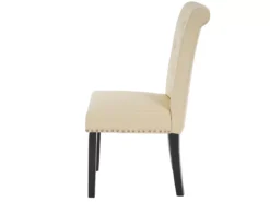 Chaise De Salle à Manger Chesterfield II (lot De 2), 2x Chaise De Salle à Manger Chesterfield II, Fauteuil Avec Rivets, Similicuir Crème, Pieds Foncés -Meilleur Meubles Magasin chaise 24436053
