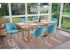 Chaise De Salle à Manger MCW-D53 (lot De 4),bleu Turquoise -Meilleur Meubles Magasin chaise 24436755