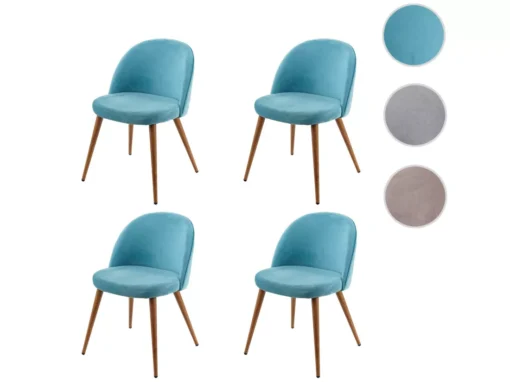 Chaise De Salle à Manger MCW-D53 (lot De 4),bleu Turquoise -Meilleur Meubles Magasin chaise 24436757