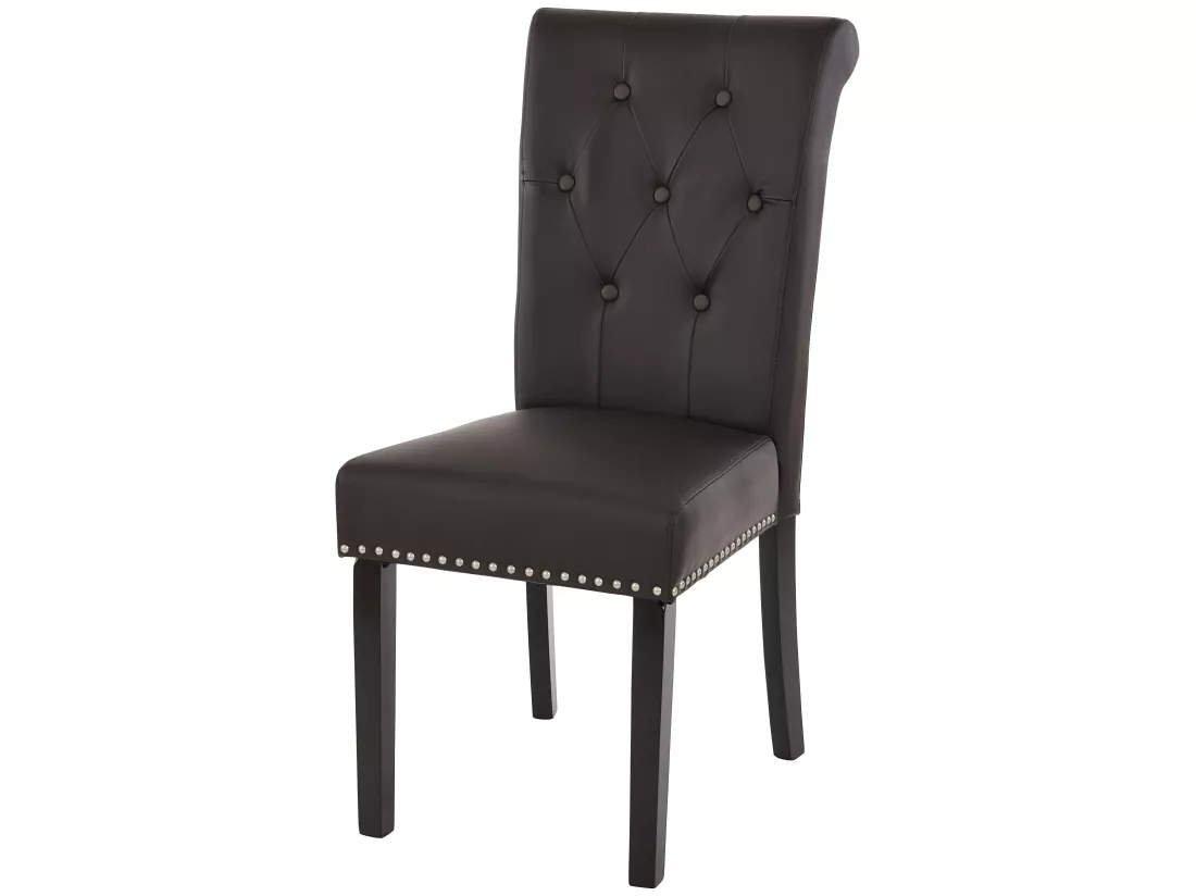 Chaise De Salle à Manger Chesterfield II (lot De 2),similicuir Brun Foncé, Pieds Foncés 5 Chaise De Salle à Manger Chesterfield II (lot De 2),similicuir Brun Foncé, Pieds Foncés – Image 3