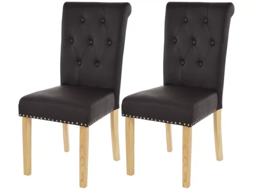 Chaise De Salle à Manger Chesterfield II (lot De 2),similicuir Brun Foncé, Pieds Clairs -Meilleur Meubles Magasin chaise 24459047