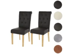 Chaise De Salle à Manger Chesterfield II (lot De 2),similicuir Brun Foncé, Pieds Clairs -Meilleur Meubles Magasin chaise 24459061