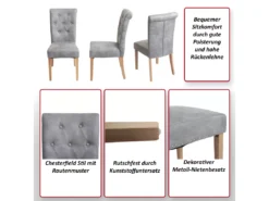 Chaise De Salle à Manger Chesterfield II (lot De 2),similicuir Brun Foncé, Pieds Clairs -Meilleur Meubles Magasin chaise 24459063