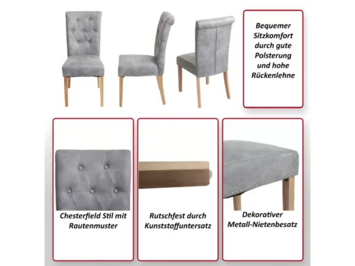 Chaise De Salle à Manger Chesterfield II (lot De 2),similicuir Brun Foncé, Pieds Clairs -Meilleur Meubles Magasin chaise 24459063