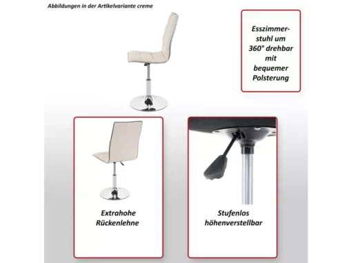 Chaise De Salle à Manger MCW-C41 Pivotante,gris -Meilleur Meubles Magasin chaise 24459133