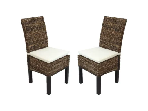 Chaise De Salle à Manger Loiret (lot De 2), Lot De 2 Chaises M69, Banane Tressée, Pieds Foncés, Avec Coussins -Meilleur Meubles Magasin chaise 24545747