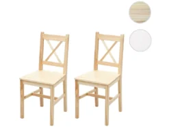 Chaise De Salle à Manger MCW-F77 (lot De 2),bois De Pin Finition Lasure -Meilleur Meubles Magasin chaise 24545997