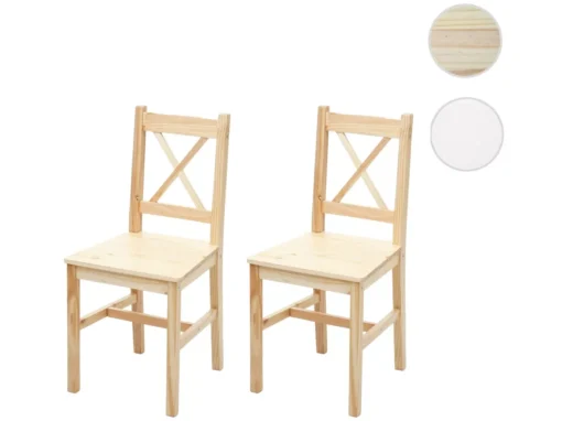 Chaise De Salle à Manger MCW-F77 (lot De 2),bois De Pin Finition Lasure -Meilleur Meubles Magasin chaise 24545997