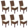 Chaise De Salle à Manger Loiret (lot De 6), Lot De 6 Chaises M69, Banane Tressée, Pieds Marrons, Avec Coussins -Meilleur Meubles Magasin chaise 24546193