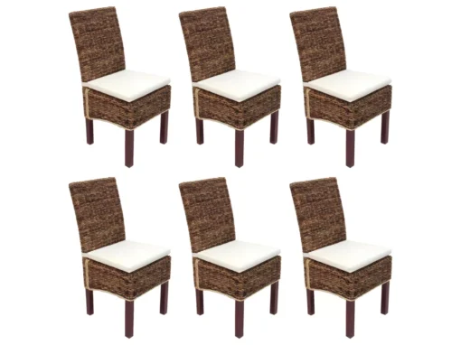 Chaise De Salle à Manger Loiret (lot De 6), Lot De 6 Chaises M69, Banane Tressée, Pieds Marrons, Avec Coussins -Meilleur Meubles Magasin chaise 24546193