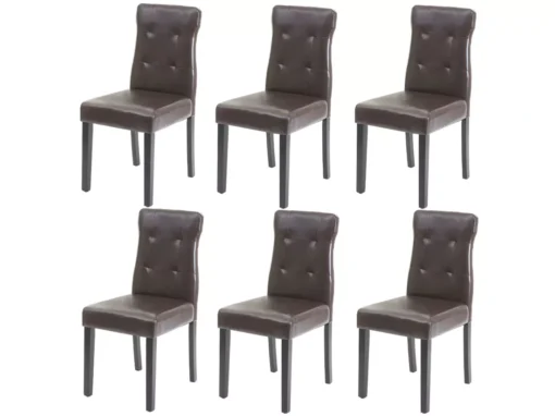 Chaise De Salle à Manger MCW-E58 (lot De 6),similicuir Marron, Pieds Foncés -Meilleur Meubles Magasin chaise 24546539