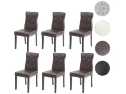 Chaise De Salle à Manger MCW-E58 (lot De 6),similicuir Marron, Pieds Foncés -Meilleur Meubles Magasin chaise 24546549