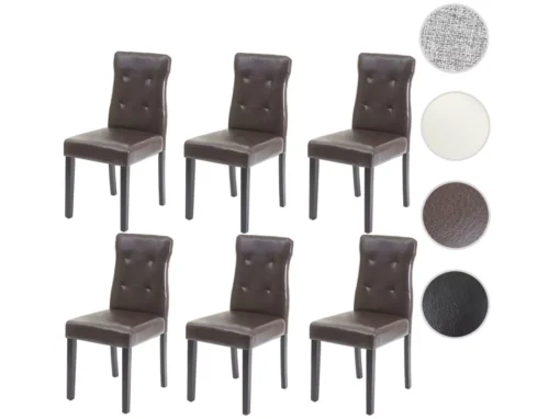 Chaise De Salle à Manger MCW-E58 (lot De 6),similicuir Marron, Pieds Foncés -Meilleur Meubles Magasin chaise 24546549