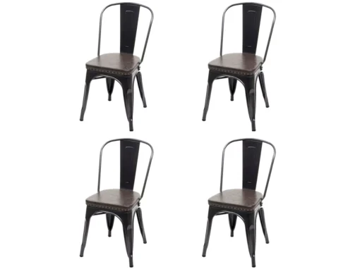 Chaise De Salle à Manger MCW-H10e (lot De 4),noir-marron -Meilleur Meubles Magasin chaise 24546555