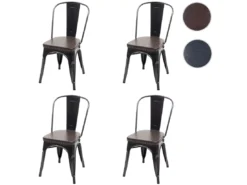 Chaise De Salle à Manger MCW-H10e (lot De 4),noir-marron -Meilleur Meubles Magasin chaise 24546569