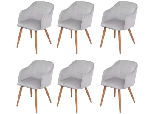 Chaise De Salle à Manger MCW-D71 (lot De 6),velours Gris Clair -Meilleur Meubles Magasin chaise 24550633