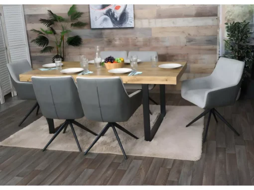 Chaise De Salle à Manger MCW-L91 (lot De 2),gris Clair Similicuir Gris Foncé -Meilleur Meubles Magasin chaise 24551831