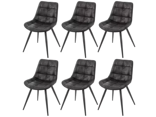 Chaise De Salle à Manger MCW-E57 (lot De 6),tissu / Textile Noir -Meilleur Meubles Magasin chaise 24552043