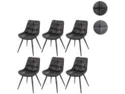 Chaise De Salle à Manger MCW-E57 (lot De 6),tissu / Textile Noir -Meilleur Meubles Magasin chaise 24552057