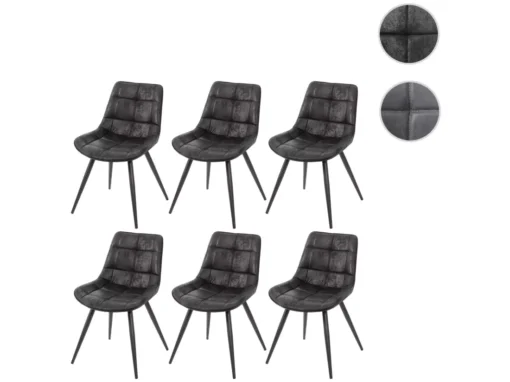 Chaise De Salle à Manger MCW-E57 (lot De 6),tissu / Textile Noir -Meilleur Meubles Magasin chaise 24552057