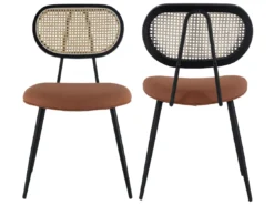 Lot De 2 Chaises En Cannage Et Tissu Boucle Rouille ELENA - HAPPY GARDEN -Meilleur Meubles Magasin chaise 24652141