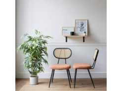 Lot De 2 Chaises En Cannage Et Tissu Boucle Rouille ELENA - HAPPY GARDEN -Meilleur Meubles Magasin chaise 24652145