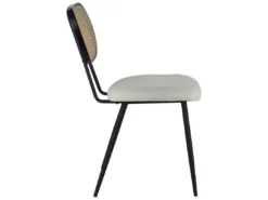 Lot De 2 Chaises En Cannage Et Tissu Boucle écru ELENA - HAPPY GARDEN -Meilleur Meubles Magasin chaise 24652151