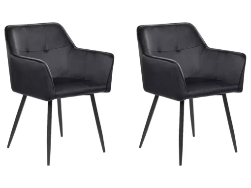 Lot De 2 Chaises En Velours Noir JASMIN -Meilleur Meubles Magasin chaise 24685239