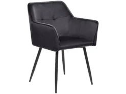 Lot De 2 Chaises En Velours Noir JASMIN -Meilleur Meubles Magasin chaise 24685247