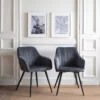 Lot De 2 Chaises En Velours BERTILLE Grises - HAPPY GARDEN -Meilleur Meubles Magasin chaise 8937421