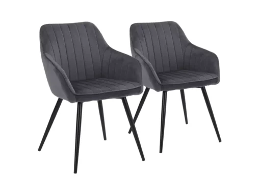 Lot De 2 Chaises En Velours BERTILLE Grises - HAPPY GARDEN -Meilleur Meubles Magasin chaise 8937423