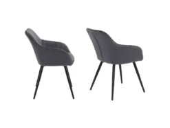 Lot De 2 Chaises En Velours BERTILLE Grises - HAPPY GARDEN -Meilleur Meubles Magasin chaise 8937425