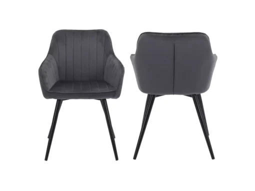Lot De 2 Chaises En Velours BERTILLE Grises - HAPPY GARDEN -Meilleur Meubles Magasin chaise 8937427