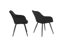 Lot De 2 Chaises En Velours BERTILLE Noires - HAPPY GARDEN -Meilleur Meubles Magasin chaise 8937689