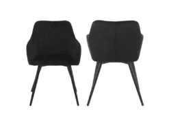 Lot De 2 Chaises En Velours BERTILLE Noires - HAPPY GARDEN -Meilleur Meubles Magasin chaise 8937691