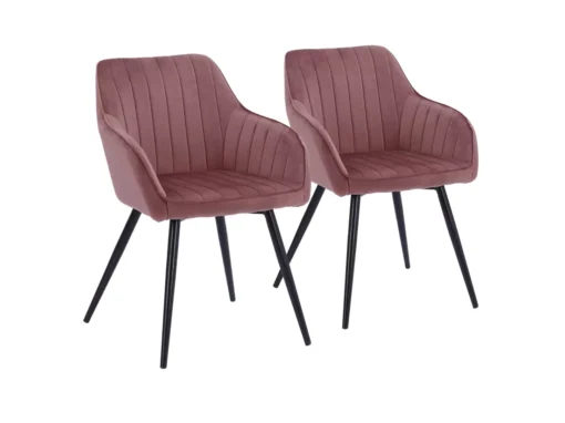Lot De 2 Chaises En Velours BERTILLE Roses - HAPPY GARDEN -Meilleur Meubles Magasin chaise 8938095