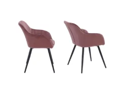 Lot De 2 Chaises En Velours BERTILLE Roses - HAPPY GARDEN -Meilleur Meubles Magasin chaise 8938099