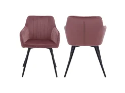 Lot De 2 Chaises En Velours BERTILLE Roses - HAPPY GARDEN -Meilleur Meubles Magasin chaise 8938101