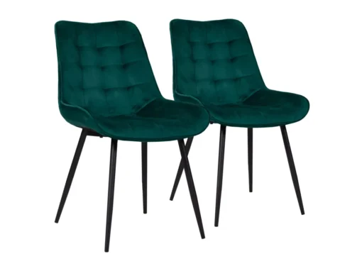 Lot De 2 Chaises En Velours LOUISE Vertes - HAPPY GARDEN -Meilleur Meubles Magasin chaise 9241741