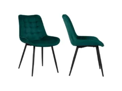 Lot De 2 Chaises En Velours LOUISE Vertes - HAPPY GARDEN -Meilleur Meubles Magasin chaise 9241743