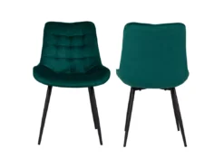 Lot De 2 Chaises En Velours LOUISE Vertes - HAPPY GARDEN -Meilleur Meubles Magasin chaise 9241745