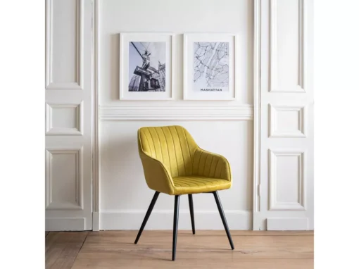Chaise En Velours BERTILLE Moutarde - HAPPY GARDEN -Meilleur Meubles Magasin chaise 9249139