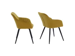 Chaise En Velours BERTILLE Moutarde - HAPPY GARDEN -Meilleur Meubles Magasin chaise 9249143
