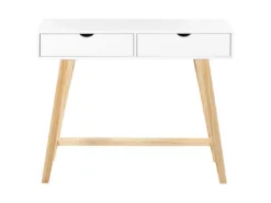 Console Blanc Et Bois Clair SULLY -Meilleur Meubles Magasin console 12593809