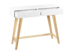 Console Blanc Et Bois Clair SULLY -Meilleur Meubles Magasin console 12593811